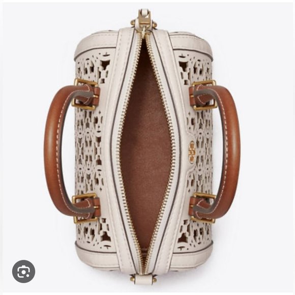 🔥NeW! $598 Tory Burch T Monogram Laser Cut Barrel Petite Bag - Picture 6 of 17